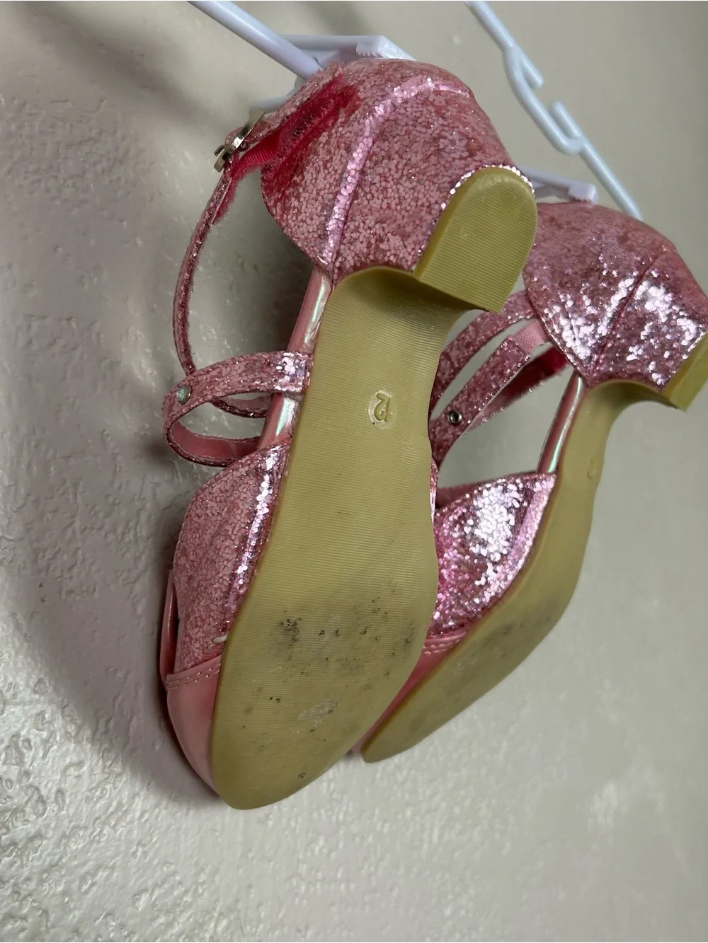 Disney Princess Pink Glitter Girls' Dress Shoes with Bow and Jewel